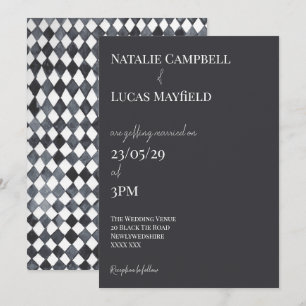 Convite de Casamento Black & White Diamond Back
