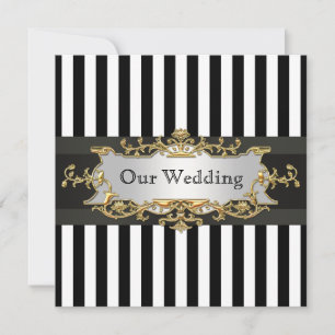 Convite de casamento Black White Stripe nº 2