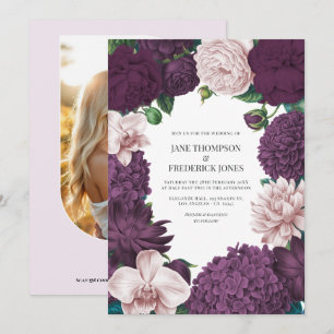 Convite de Casamento Blackberry, Ameixa Fumê e Lil