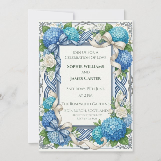 Convite de Casamento Blue Celtic Thistle (Frente)