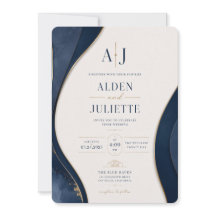 Convite de Casamento Blue Elegance Royal Wave | Az