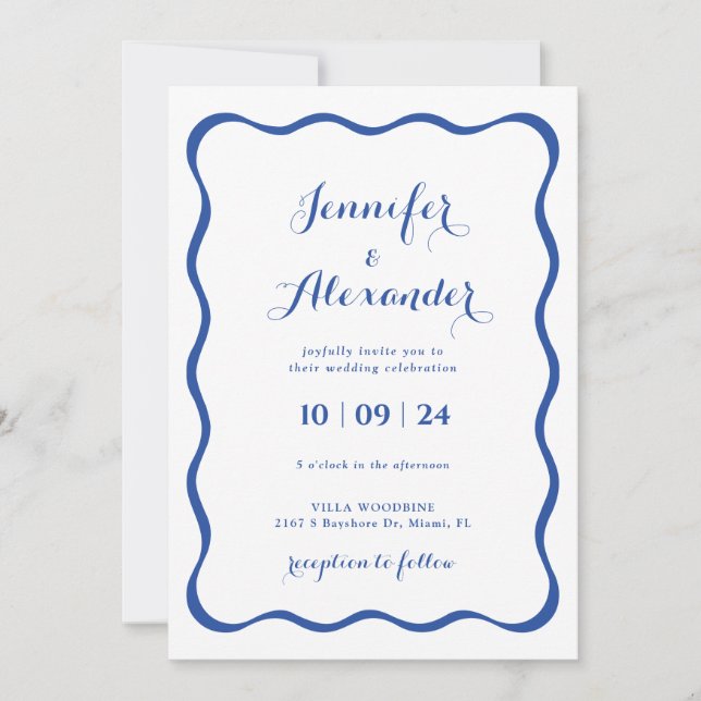 Convite de Casamento Blue Frame (Frente)