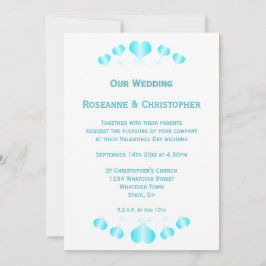 Convite de Casamento Blue Hearts Design