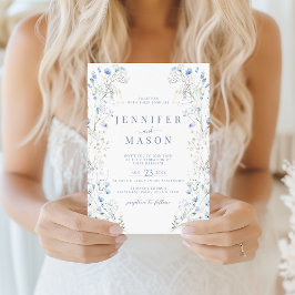 Convite de Casamento Blue Meadow Floral Wreath