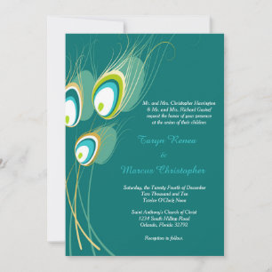 Convite de Casamento Blue Peacock 5x7