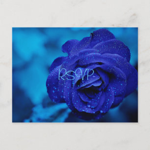 Convite de Casamento Blue Rose com RSVP com Foto e