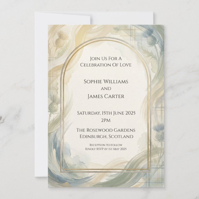 Convite de Casamento Blue Thistle (Frente)