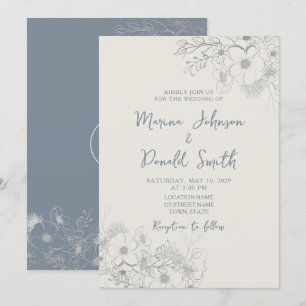 Convite de Casamento Blue Wildflower Periwinkle