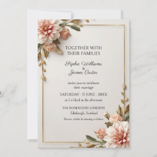 Convite de Casamento Blush Dahlia Rose Gold