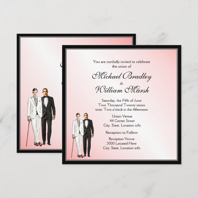 Convite de casamento Blush Elegante Simples (Frente/Verso)