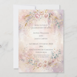 Convite de Casamento Blush Floral Romance
