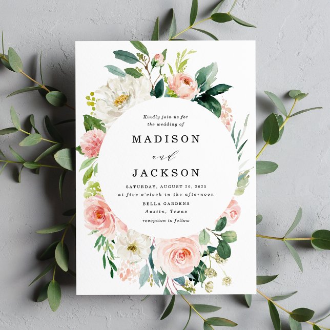 Convite de Casamento Blush Florals (Criador carregado)