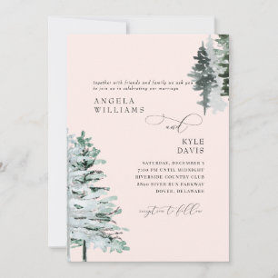 Convite de Casamento Blush Winter Woodland