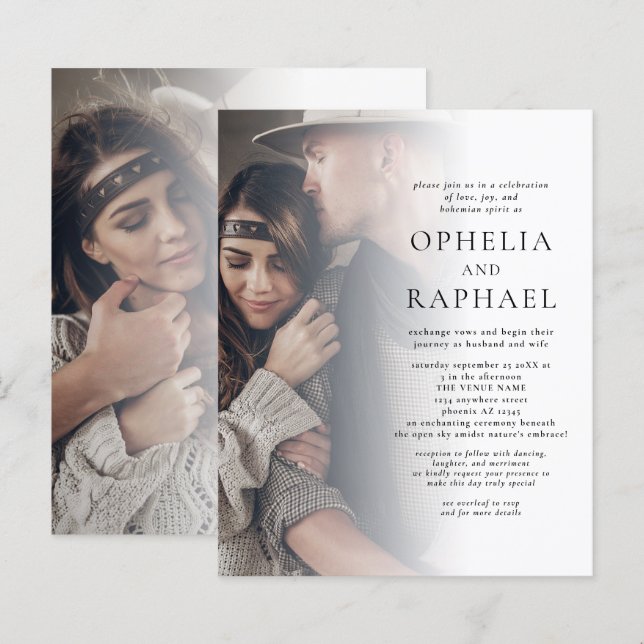 Convite de casamento Boêmia do Código QR do Orçame (Frente/Verso)