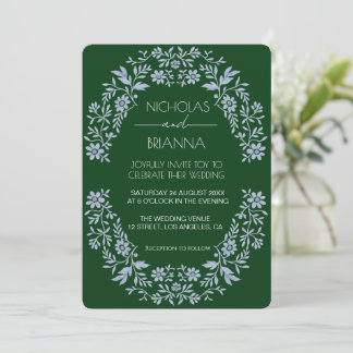 Convite de Casamento Boêmio de Flor Silvestre Verd