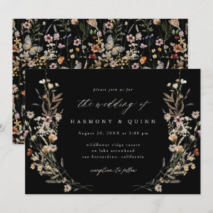 Convite de Casamento Boêmio Flor Silvestre Tempera