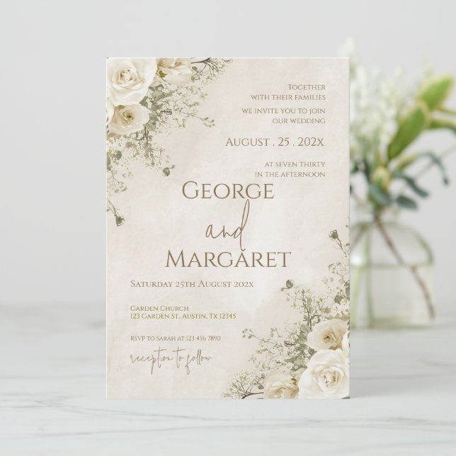 Convite de Casamento Boho (Em pé/Frente)