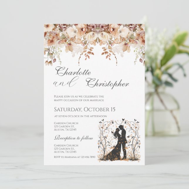Convite de Casamento Boho (Em pé/Frente)