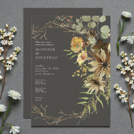 Convite de Casamento Boho Aquarela Cores Neutras