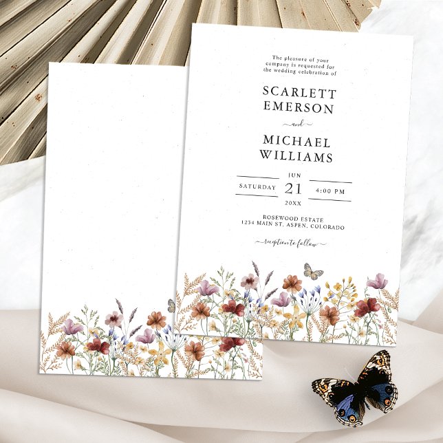 Convite de Casamento Boho Branco (White Floral Boho Wedding Invitation with Butterfly by Painted Paperie
)