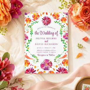 Convite de Casamento Boho Colorido Fiesta Floral M