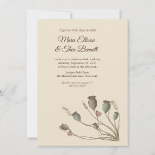 Convite de Casamento Boho com Cápsulas de Papoula