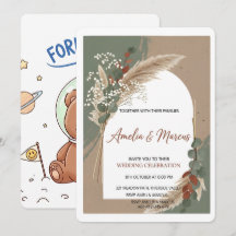Convite de Casamento Boho com Grama das Pampas