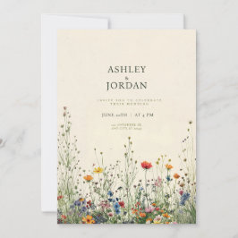 Convite de Casamento Boho Cream Wildflower