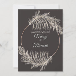 Convite de Casamento Boho de Grama Pampas Luxo Mon