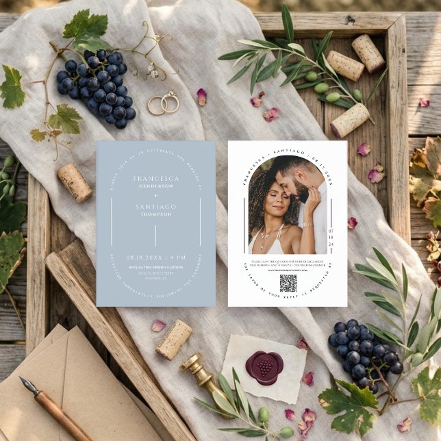Convite de Casamento Boho de Inverno com Código QR (Criador carregado)