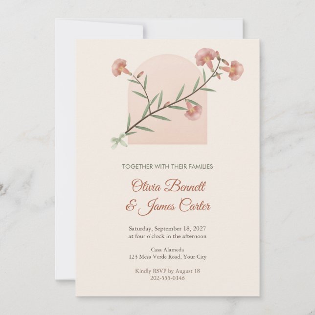 Convite de Casamento Boho Desert Willow (Frente)