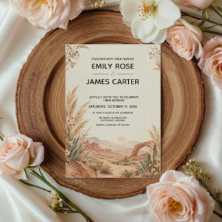 Convite de Casamento Boho Deserto de Terracota Mod