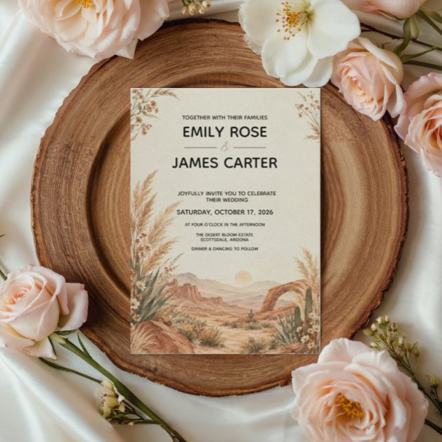 Convite de Casamento Boho Deserto de Terracota Mod (Criador carregado)
