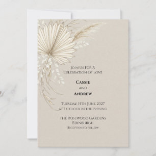 Convite de Casamento Boho Dried Palm