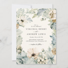 Convite de Casamento Boho Dusty Blue