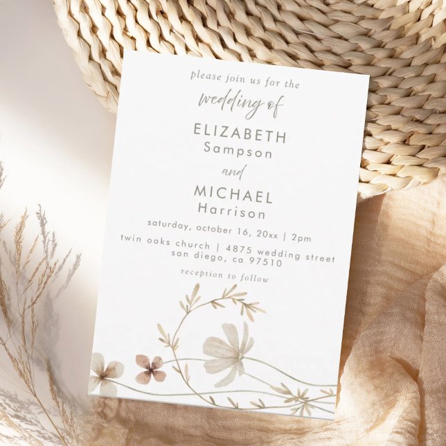 Convite de Casamento Boho Elegante com Flor Silves (Criador carregado)