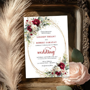 Convite de Casamento Boho Elegante com Floral Burg