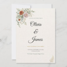 Convite de Casamento Boho em Terracota com Eucalip