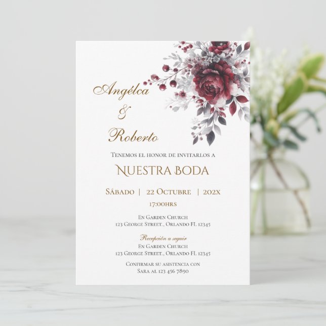 Convite de Casamento Boho Espanhol (Em pé/Frente)