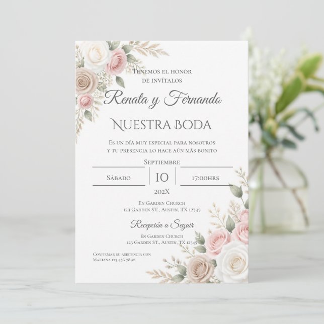Convite de Casamento Boho Espanhol (Em pé/Frente)