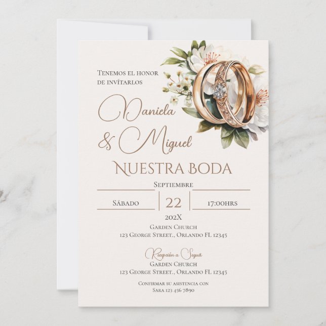 Convite de Casamento Boho Espanhol (Frente)