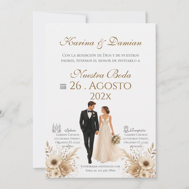 Convite de Casamento Boho Espanhol (Frente)