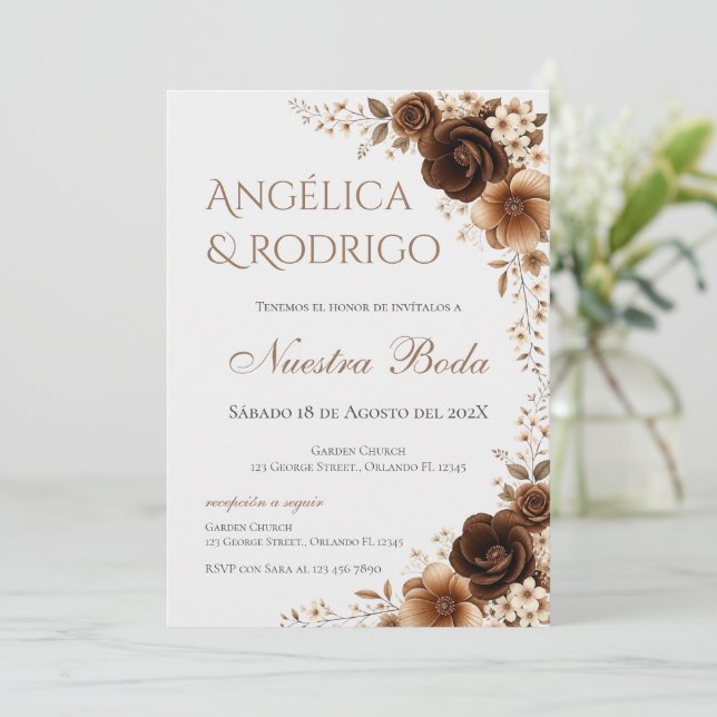 Convite de Casamento Boho Espanhol (Em pé/Frente)