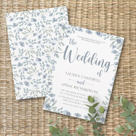 Convite de Casamento Boho Floral Azul Eucalipto