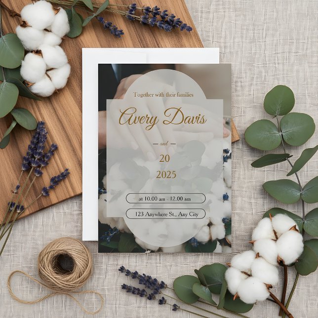 Convite de Casamento Boho Floral Branco Elegante  (Criador carregado)
