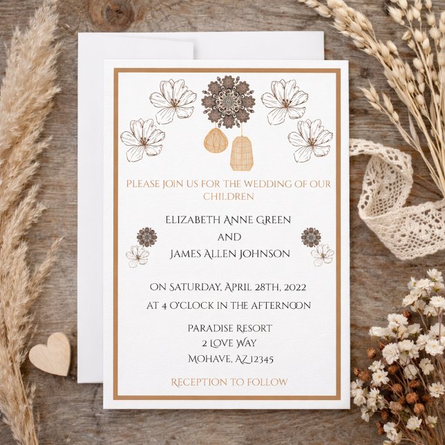 Convite de Casamento Boho Floral Country (Criador carregado)