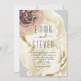 Convite de Casamento Boho Floral Rosa e Azul