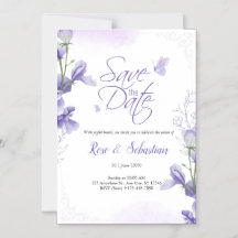 Convite de Casamento Boho Floral & Roxo