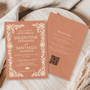 Convite de Casamento Boho Floral Talavera Mexicana