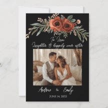 Convite de Casamento Boho Floral Terracota Mal-hum